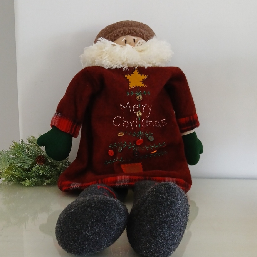 Christmas Sampler Merry Christmas Santa Shelf Sitter Russ Berrie 2009